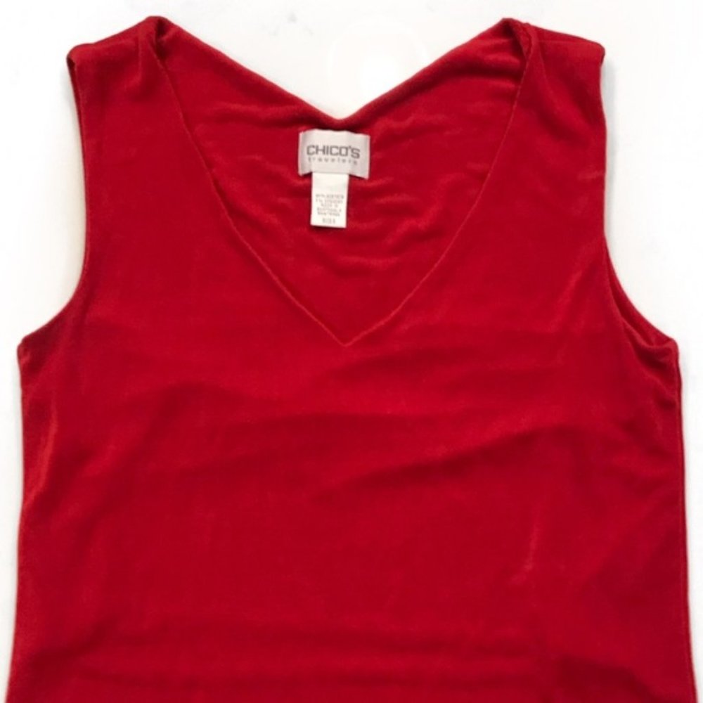 Vintage Chico’s Travelers Collection Tank Top Ruby Red Size 0 - Picture 3 of 8